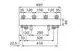 Vaillant-Hardware mit mehreren Anschlussmöglichkeiten, abgebildet in einem technischen Diagramm. Enthält Maße und Platzierungen für die Montage.